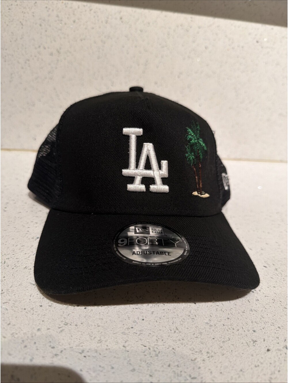 New Era LA Dodgers 9FORTY Trucker Hat Palm Tree Los Angeles Black Cap Adjustable